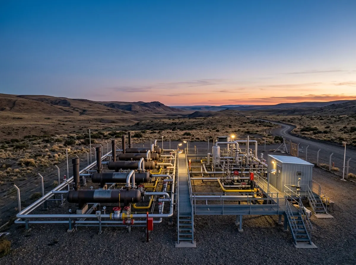 Heater and gas regulating station at an oil field