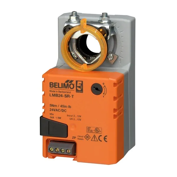 Actuador Belimo modulante , alim.24 v. ,ent. 0 a 10V. - T 90º=80 a 110 seg, torque 5 Nm, con repetición de señal de cont