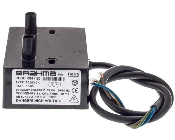 Transf. electronico de ignicion Brahma TC2SVCA, p/gas OIL, 220-240V/50-60 HZ-2x12 kv-intermit